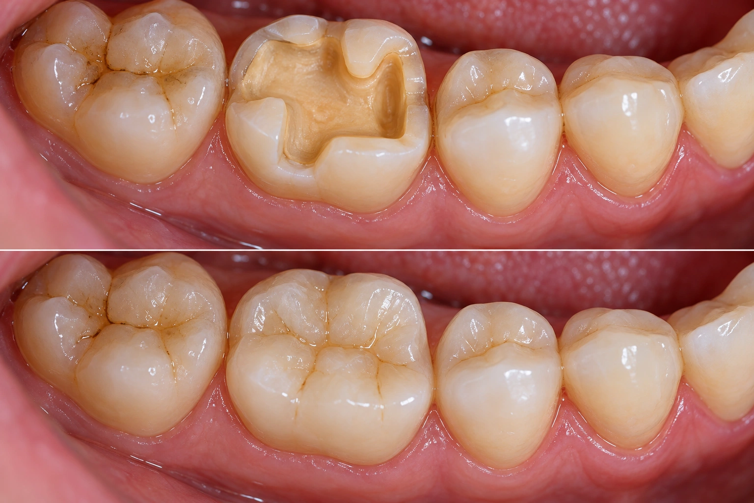 Simulazione illustrativa prima e dopo: Intarsi dentali